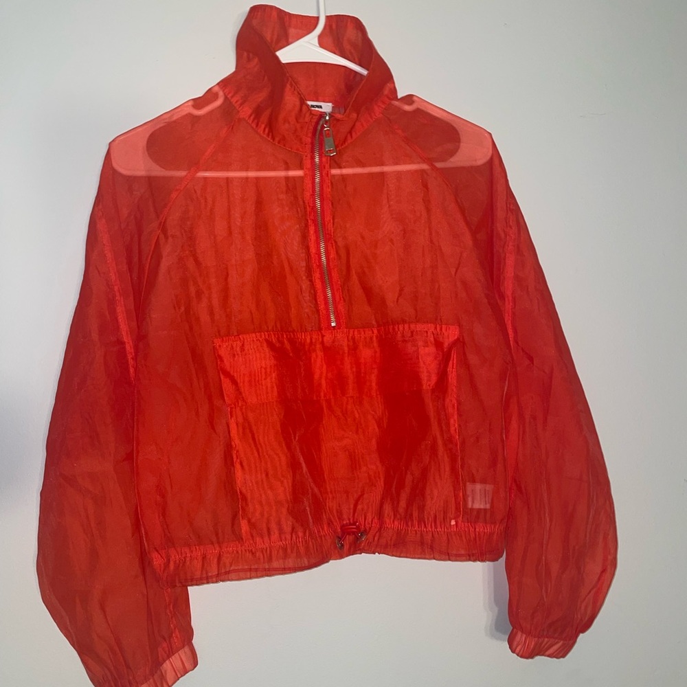 Sheer quarter zip up